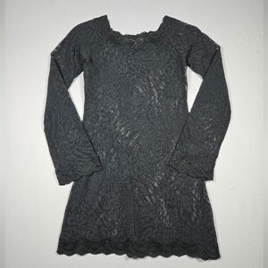 Vintage VS Victorias Secret Y2K Black Lace Sheer Off Shoulder Mini Dress Tunic M